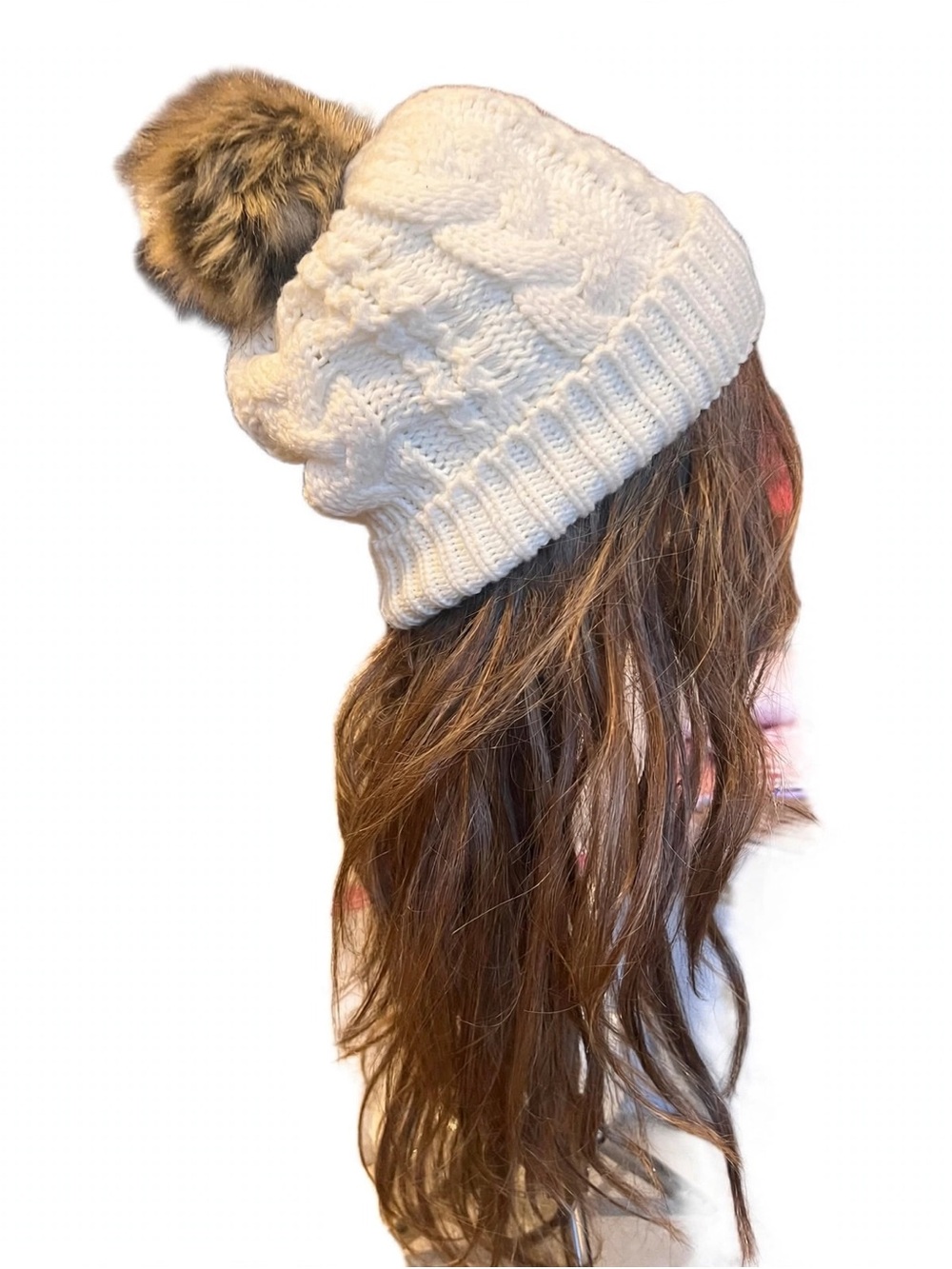Cream Cable Knit Pom Pom Beanie - Ivory Winter Hat